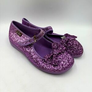 Hot Chocolate Design Purple Glitter Mary Jane Flats Bow Buckle Strap Girls 9